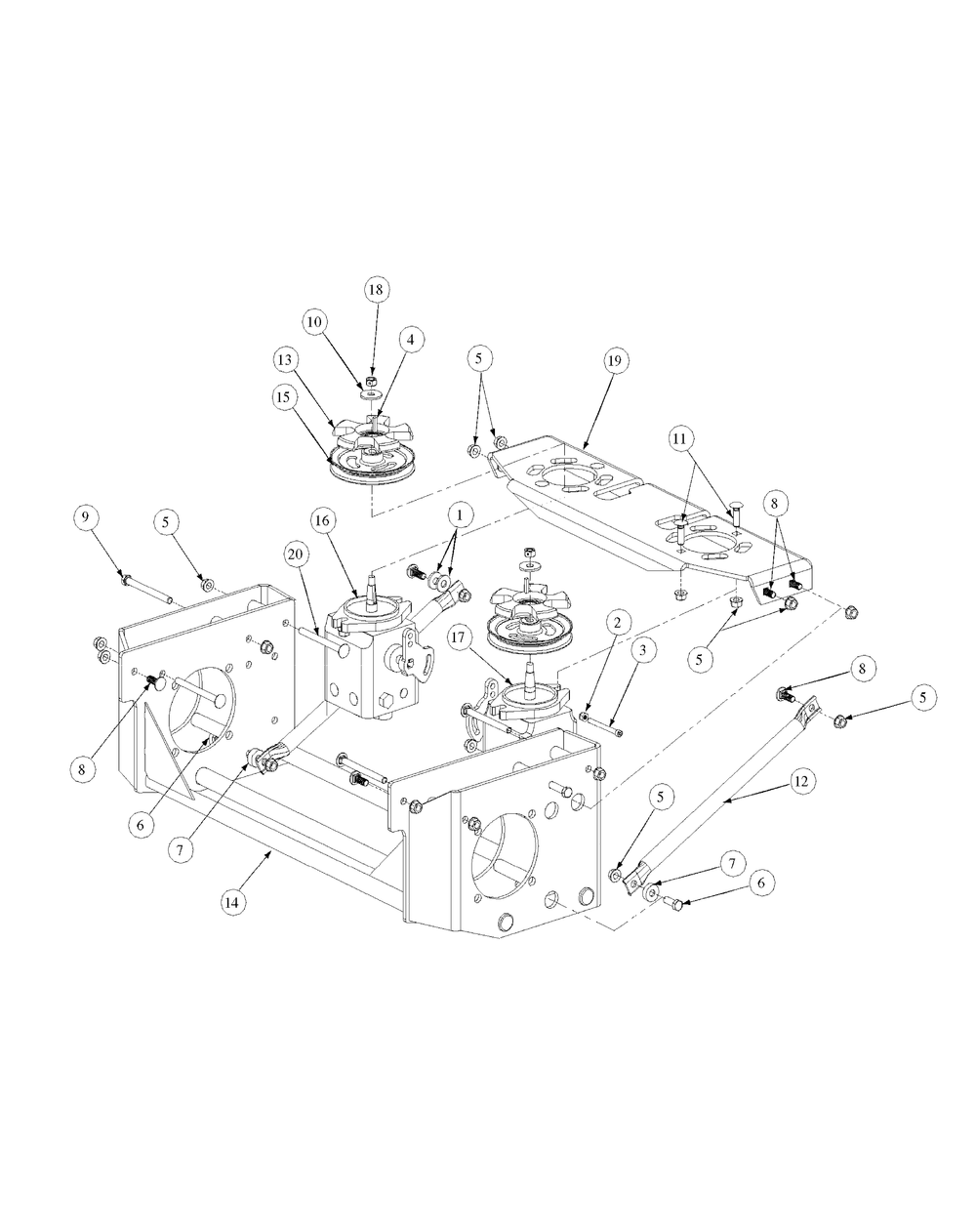 Hydro Pump Assembly Diagram and Parts List for M60-KW ROPS-53BH5D8X750-25HP-OHV Cub Cadet Lawn Tractor